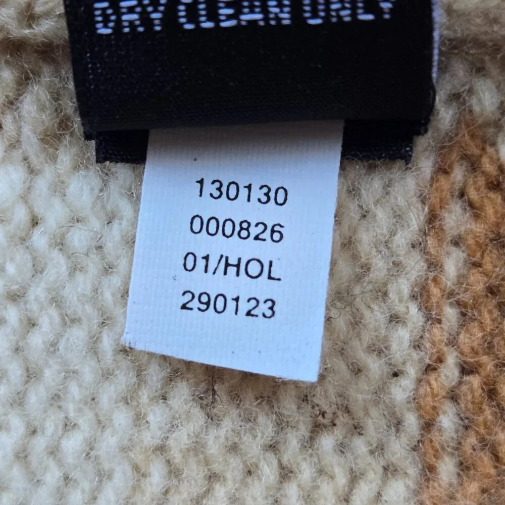 NWOT GAP 100% Lambswool Striped Scarf Tan Blue White